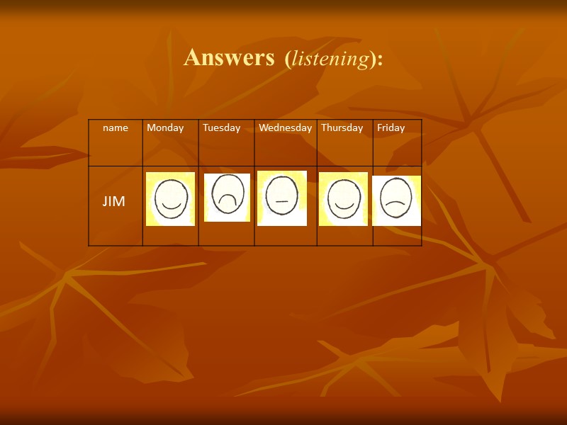 Answers (listening):